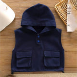 3 Pcs Set, Navy Blue Sleeveless Hoodie, Stripes T-shirt, & Pants for Kids