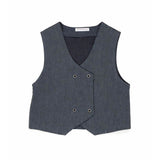 3 Pcs Set,Navy Waistcoat,White Peplum-style Top & Wide Leg Pants partwear set for Girls