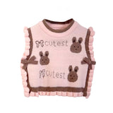 3pcs set,Pink Brown Knitted Vest,Cream Shirt,& Pants partywear for Kids