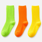 LSB 3pcs Fluoroscent Green, Orange, Yellow Socks set for kids, 2yrs - 5yrs
