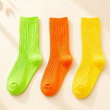 LSB 3pcs Fluoroscent Green, Orange, Yellow Socks set for kids, 2yrs - 5yrs