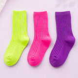 LSB 3pcs Fluoroscent Green, Violet, Pink Socks set for kids, 2yrs - 5yrs