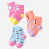 LSB 3pcs Peach, Blue, Pink Animal print Socks set for kids, 1yr - 3yrs