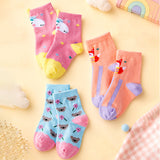 LSB 3pcs Peach, Blue, Pink Animal print Socks set for kids, 1yr - 3yrs