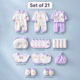 LSB 21 pcs Teddy Horse Riding Newborn Baby Girl/ Boy Gift Box All Season Wear Hamper(0 - 6 months)