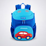 LSB Cobalt Blue & Red Car Soft Neoprene Backpack for Toddlers & Kids, 3yrs to 5yrs