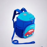 LSB Cobalt Blue & Red Car Soft Neoprene Backpack for Toddlers & Kids, 3yrs to 5yrs