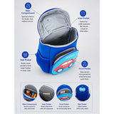 LSB Cobalt Blue & Red Car Soft Neoprene Backpack for Toddlers & Kids, 3yrs to 5yrs