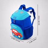 LSB Cobalt Blue & Red Car Soft Neoprene Backpack for Toddlers & Kids, 3yrs to 5yrs