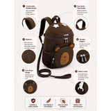 LSB Brown 3D Bear Soft Neoprene Backpack for Toddlers & Kids, 3yrs - 5yrs
