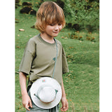 Little Surprise Box,Cream Safari Hat Shape Casual Mini size Outdoor/Beach Sling Bag for Kids