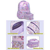 Little Surprise Box,2pcs set of Hologram Unicorn School Backpack & matching Lunchbag for Kids, 5yrs - 10yrs