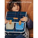 Little Surprise Box,Blue Scottish Plaid Checks Rectangle style Backpack for Kids, Small
