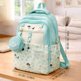 Mint Dog Print 2 Pcs Combo Set - Matching Backpack & Tote Bag with Detachable Pouch for Kids & Teens