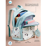 Mint Dog Print 2 Pcs Combo Set - Matching Backpack & Tote Bag with Detachable Pouch for Kids & Teens