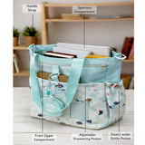 Mint Dog Print 2 Pcs Combo Set - Matching Backpack & Tote Bag with Detachable Pouch for Kids & Teens