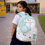 Mint Dog Print 2 Pcs Combo Set - Matching Backpack & Tote Bag with Detachable Pouch for Kids & Teens