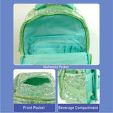 Little Surprise Box,3pcs Shiny Mint Star Matching Backpack, Lunch Bag and Stationery Pouch, 8yrs to Adults