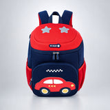 LSB Navy & Red Car Soft Neoprene Backpack for Toddlers & Kids, 3yrs to 5yrs