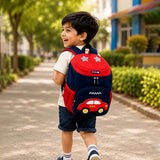 LSB Navy & Red Car Soft Neoprene Backpack for Toddlers & Kids, 3yrs to 5yrs