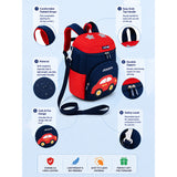 LSB Navy & Red Car Soft Neoprene Backpack for Toddlers & Kids, 3yrs to 5yrs