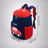 LSB Navy & Red Car Soft Neoprene Backpack for Toddlers & Kids, 3yrs to 5yrs