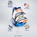 LSB Roar Blue Orange Dino Backpack for Toddlers & Kids