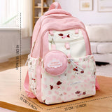 Pink Dog Print 2 Pcs Combo Set - Matching Backpack & Tote-Style Bag with Detachable Pouch for Kids & Teens