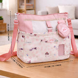 Pink Dog Print 2 Pcs Combo Set - Matching Backpack & Tote-Style Bag with Detachable Pouch for Kids & Teens