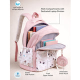 Pink Dog Print 2 Pcs Combo Set - Matching Backpack & Tote-Style Bag with Detachable Pouch for Kids & Teens