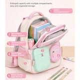 LSB Pink & Mint 3 different pocket style school backpack for older kids & Adults