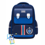 Little Surprise Box,Cobalt & Dark Blue Crest Design School Backpack for Kids