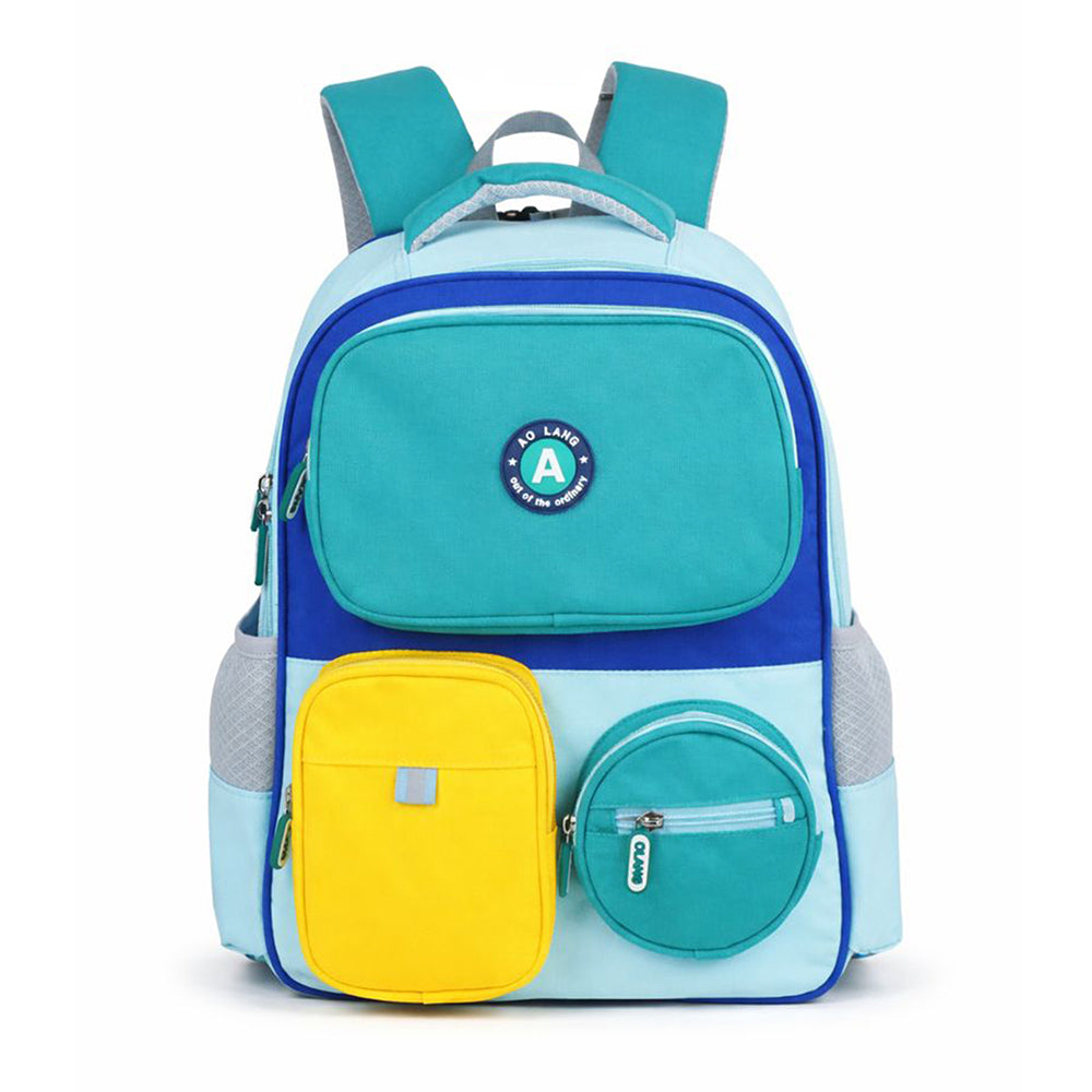 LSB Teal & Yellow 3 different pocket style school backpack for older kids & Adults