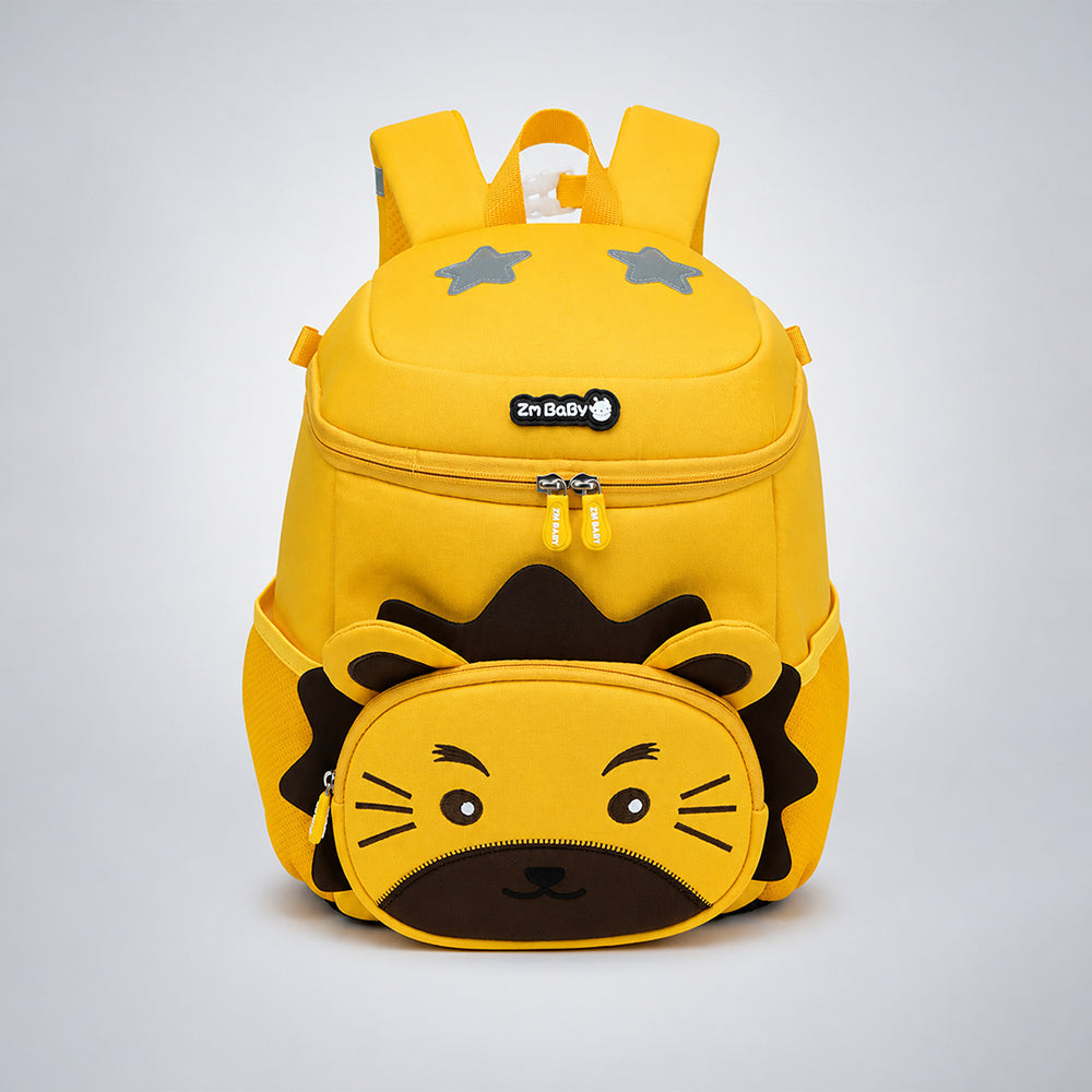 LSB Yellow 3D Lion Face Soft Neoprene Backpack for Toddlers & Kids, 3yrs - 5yrs
