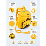 LSB Yellow 3D Lion Face Soft Neoprene Backpack for Toddlers & Kids, 3yrs - 5yrs