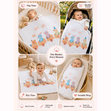 LSB Bear Toy Train Super Soft Muslin Cotton Blanket for Newborns & Infants with Free Storage Pouch