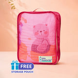 LSB Bear Toy Train Super Soft Muslin Cotton Blanket for Newborns & Infants with Free Storage Pouch