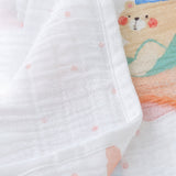 LSB Bear Toy Train Super Soft Muslin Cotton Blanket for Newborns & Infants with Free Storage Pouch