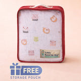 LSB Blue Animal Kingdom, Super Soft Breathable Pure Muslin Cotton Blanket for Newborns & Infants with free storage pouch