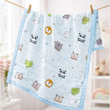 LSB Blue Animal Kingdom, Super Soft Breathable Pure Muslin Cotton Blanket for Newborns & Infants with free storage pouch