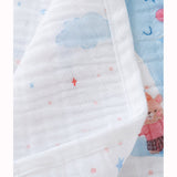 LSB Blue Elephant & Rainbow Super Soft Muslin Cotton Blanket for Newborns & Infants with Free Storage Pouch