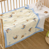 LSB Blue Moon Teddy , Super Soft Breathable Pure Muslin Cotton Blanket for Newborns & Infants with free storage pouch