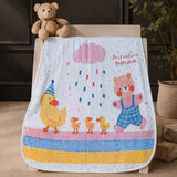 LSB Party Ducklings & Bear Super Soft Muslin Cotton Blanket for Newborns & Infants with Free Storage Pouch