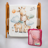 LSB Giraffe Happy Day Super Soft Muslin Cotton Blanket for Newborns & Infants with Free Storage Pouch