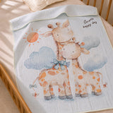 LSB Giraffe Happy Day Super Soft Muslin Cotton Blanket for Newborns & Infants with Free Storage Pouch