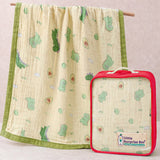 LSB Green Dino & Avocado, Super Soft Breathable Pure Muslin Cotton Blanket for Newborns & Infants with free storage pouch