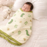 LSB Green Dino & Avocado, Super Soft Breathable Pure Muslin Cotton Blanket for Newborns & Infants with free storage pouch