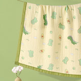 LSB Green Dino & Avocado, Super Soft Breathable Pure Muslin Cotton Blanket for Newborns & Infants with free storage pouch
