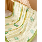 LSB Green Dino & Avocado, Super Soft Breathable Pure Muslin Cotton Blanket for Newborns & Infants with free storage pouch