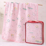 LSB Pink Animal Parade, Super Soft Breathable Pure Muslin Cotton Blanket for Newborns & Infants with free storage pouch